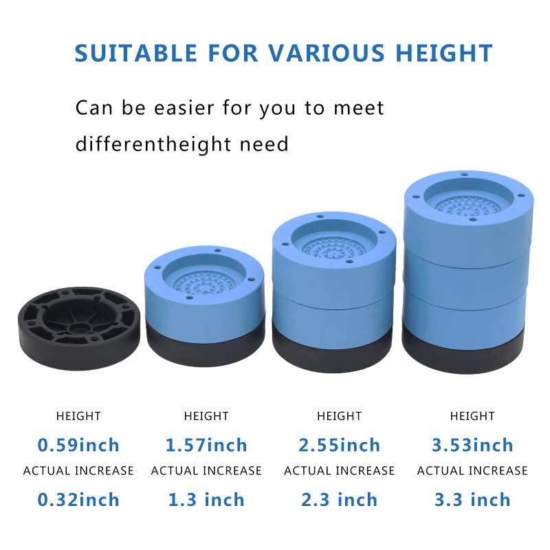 HANIHUA Round Bed Risers 4 Pack Blue Heavy Duty Furniture Risers Lifts Height 1"", 2 inch, Adjustable Bed Lifts Risers for Bed Frame, Furniture, Table, Sofa, Chair Risers Supports Up to 1,300 lbs - Image 5